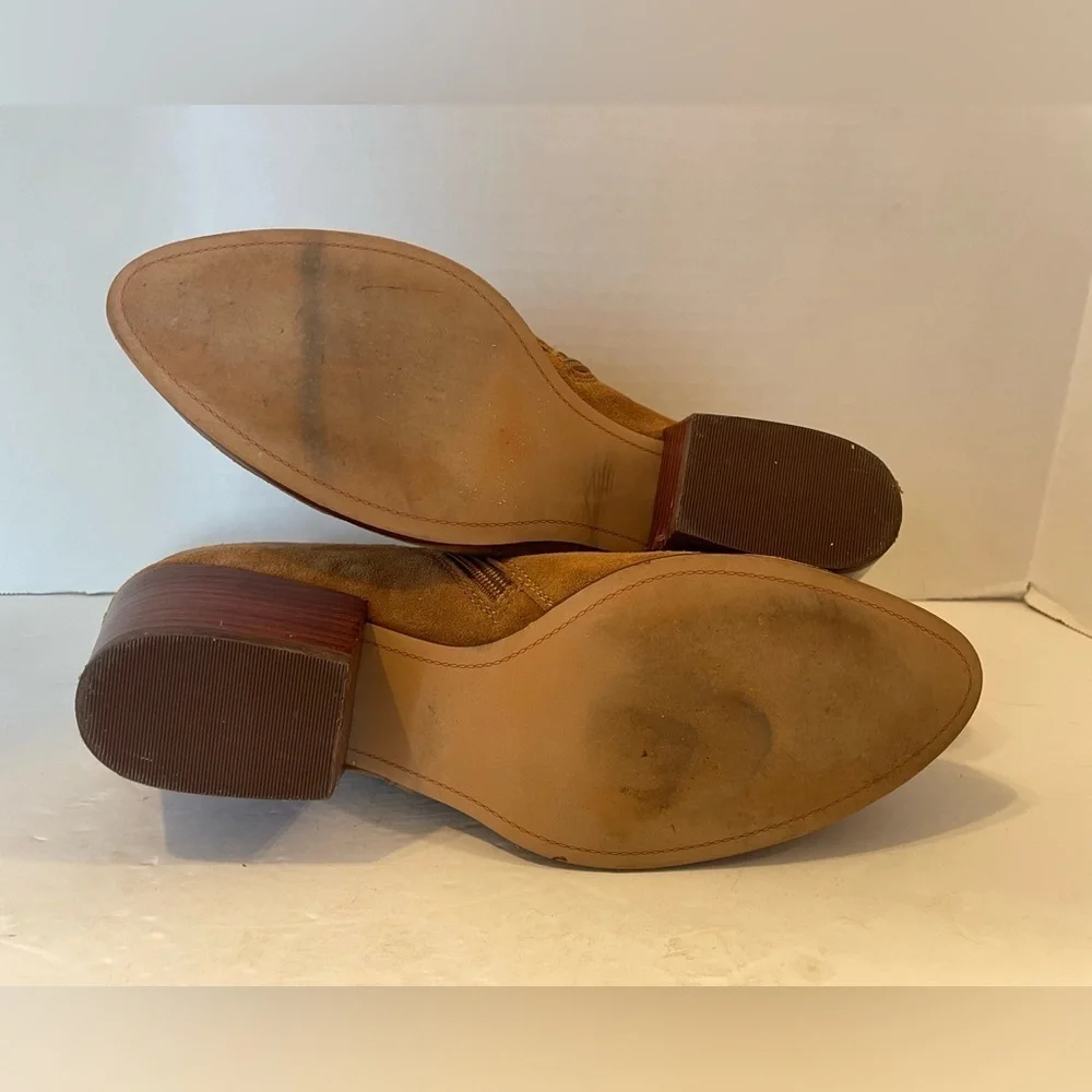 Nicole Brown Leather Suede Side Zip Bootie Shoes Size 10 M